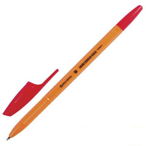 Ручка шариковая BRAUBERG красная 142411 фото в интернет-магазине Аль-Калям